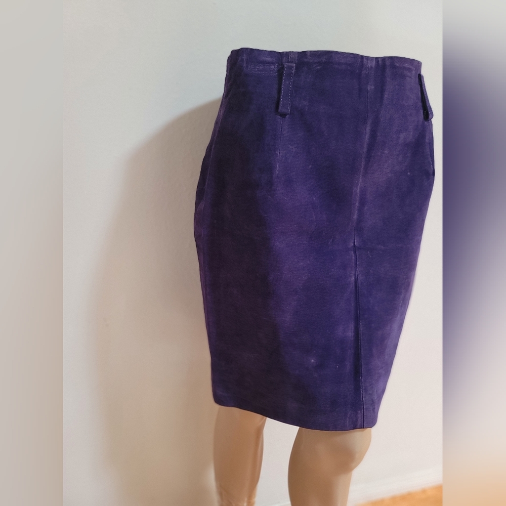 Vintage Express Purple Suede Skirt - Picture 3 of 12